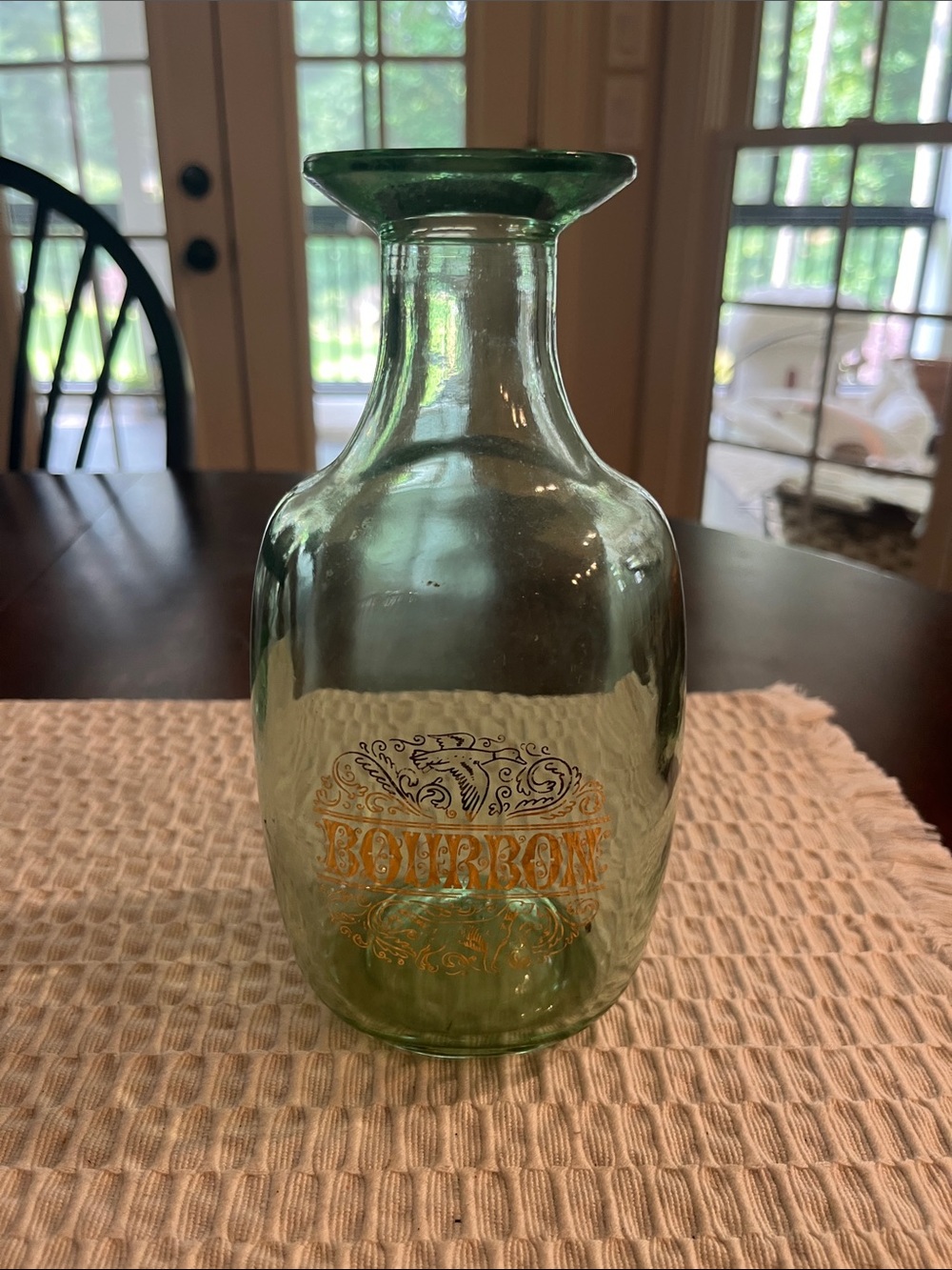 Unbranded Green Glass Bourbon Decanter Bottle